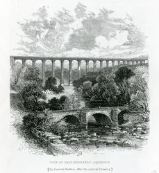 Uma vista do aqueduto Pont-Cysylltau, 1861